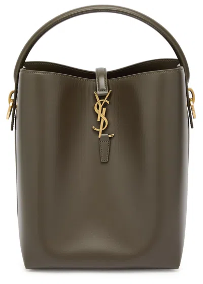 Saint Laurent Le 37 Small Leather Bucket Bag In Burgundy