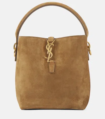 Saint Laurent Le 37 Small Suede Bucket Bag In Beige