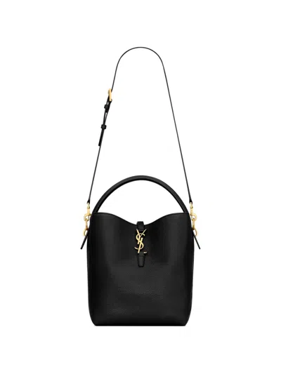 Saint Laurent Le 37 Mini Ysl Bucket Bag In Smooth Leather In Black