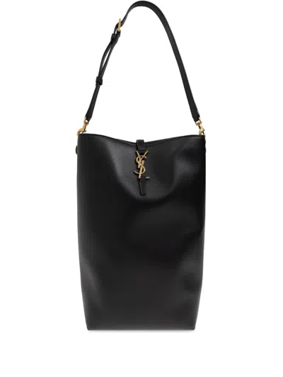 Saint Laurent Le 37 Long Leather Bucket Bag In Black
