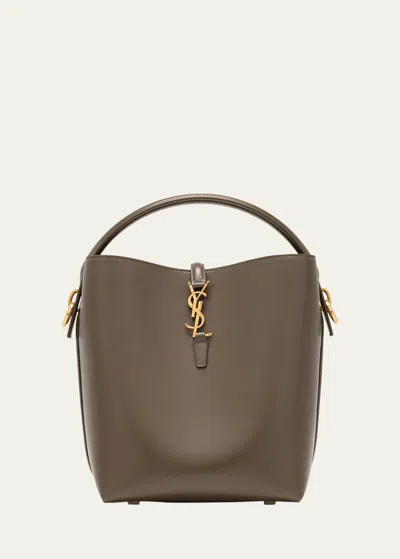 Saint Laurent Le 37 Ysl Bucket Bag In Smooth Leather In 3237 Deep Musk