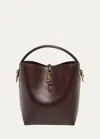 Saint Laurent Le 37 Ysl Bucket Bag In Smooth Leather In Dark Sweet Choco