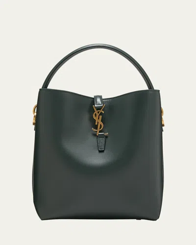 Saint Laurent Le 37 Ysl Bucket Bag In Smooth Leather In Green