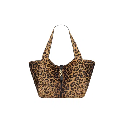 Pre-owned Saint Laurent Le 5 Á 7 Bea Pony Hair Tote Bag 'manto Natural/black' | Tan | Women's Size Onesize In Brown