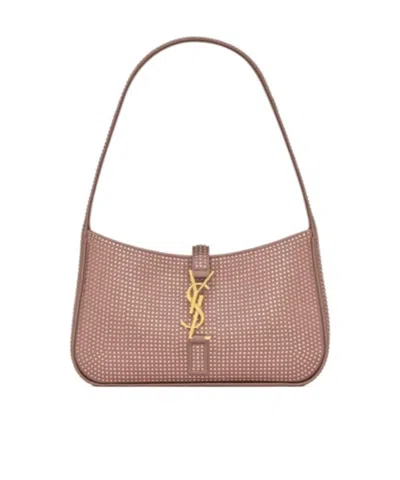 Saint Laurent Le 5 7 Logo Tote In Nude