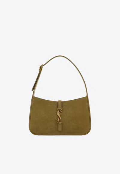 Saint Laurent Le 5 Á 7 Shoulder Bag In Lizard Print Leather In Green