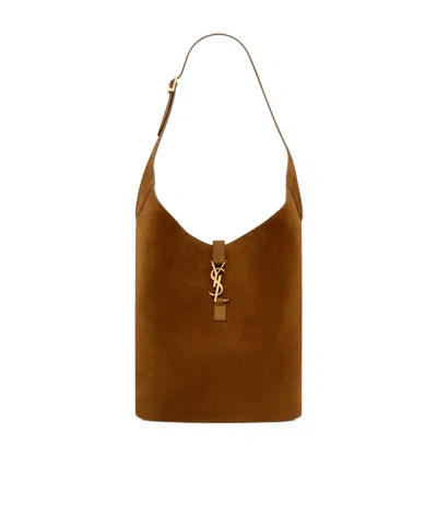 Saint Laurent Le 5 7 Suede Shoulder Bag In Brown