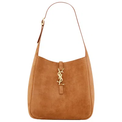Pre-owned Saint Laurent Le 5 Á 7 Suede Shoulder Bag 'snuff' | Brown | Women's Size Onesize