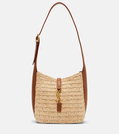 Saint Laurent Le 5 À 7 Baby Raffia Shoulder Bag In Neutral