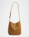 Saint Laurent Le 5 A 7 Baby Ysl Hobo Bag In Suede In Golden Leaf