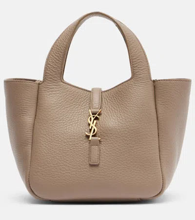 Saint Laurent Le 5 À 7 Bea Baby Leather Tote Bag In Brown