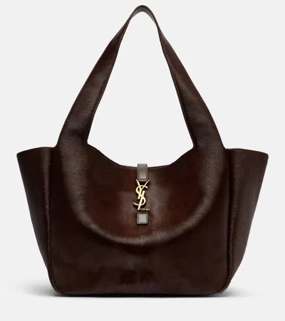 Saint Laurent Le 5 À 7 Bea Calf Hair Tote Bag In Brown