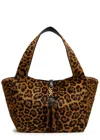 Saint Laurent Le 5 À 7 Bea Leopard-print Calf-hair Tote In Brown