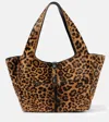 Saint Laurent Le 5 À 7 Bea Leopard-print Shoulder Bag In Brown