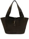 Saint Laurent Dark Brown Le 5 A 7 Bea Tote In Green