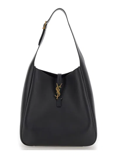 Saint Laurent 'le 5 À 7 Big' Black Shoulder Bag With Cassandre Detail In Smooth Leather Woman In Multicolor