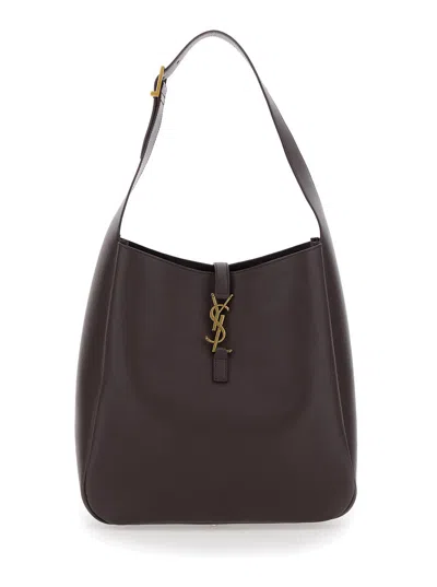 Saint Laurent 'le 5 À 7 Big' Brown Shoulder Bag With Cassandre Detail In Smooth Leather Woman