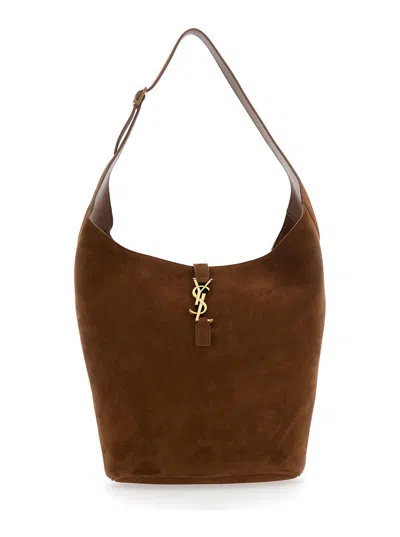 Saint Laurent 'le 5 À 7'  Brown Shoulder Bag With Hook Closure With Cassandre In Soft Leather Woman