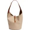 Saint Laurent Le 5 À 7 Canvas & Leather Hobo Bag In Brown