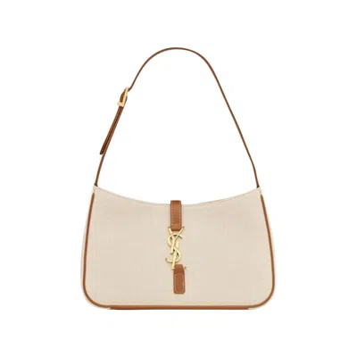 Pre-owned Saint Laurent Le 5 À 7 Canvas Shoulder Bag 'grey/brick'