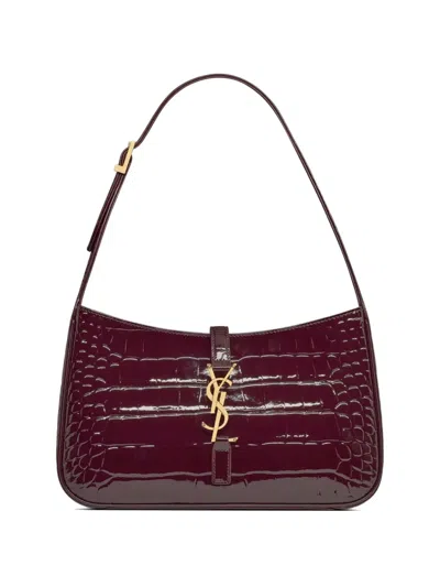 Saint Laurent Le 5 À 7 Crocodile-effect Leather Shoulder Bag In Red