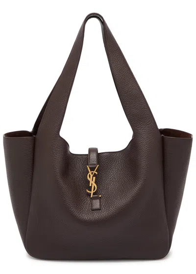 Saint Laurent Le 5 À 7 Grained Leather Tote In Chocolate