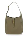 Saint Laurent 'le 5 À 7' Green Shoulder Bag With Cassandre Detail In Hammered Leather Woman