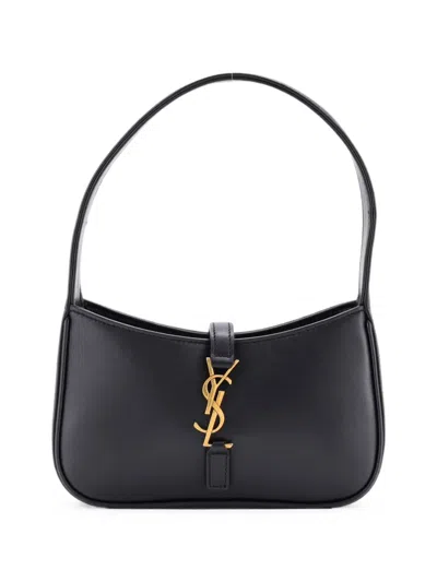 Pre-owned Saint Laurent Le 5 A 7 Hobo Leather Mini Belt Bag In Black