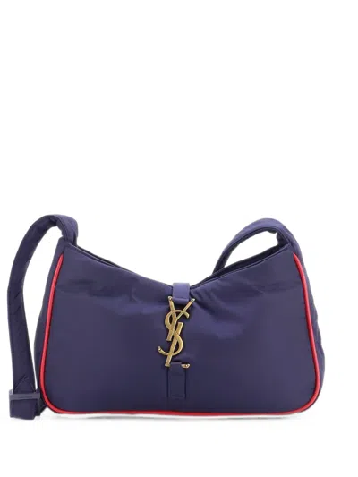 Pre-owned Saint Laurent Le 5 A 7 Hobo Nylon Small Shoulder Bag In Blue
