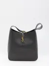 Saint Laurent Le 5a7 Large Ysl Shoulder Hobo Bag In Smooth Leather In Black