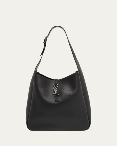 Saint Laurent Le 5 À 7 Large Hobo Bag In Smooth Leather In Nero
