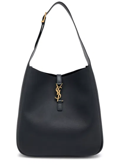 Saint Laurent Le 5 À 7 Large Leather Hobo Bag In Navy
