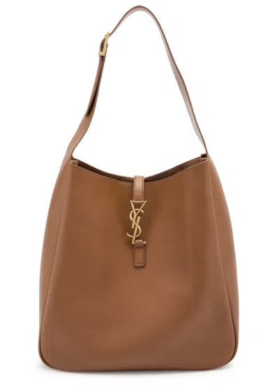 Saint Laurent Le 5 À 7 Large Leather Hobo Bag In Tan