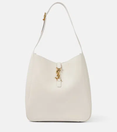 Saint Laurent Le 5 À 7 Supple Large Leather Shoulder Bag In White