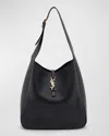 Saint Laurent Le 5 A 7 Large Shoulder Hobo Bag In Smooth Leather In Black