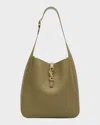 Saint Laurent Le 5 A 7 Large Shoulder Hobo Bag In Smooth Leather In Green