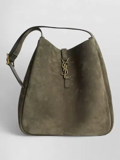 Saint Laurent Le 5 À 7 Large Suede Shoulder Bag In Green