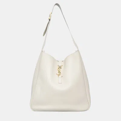 Pre-owned Saint Laurent Le 5 À 7 Large Supple Shoulder Bag In White