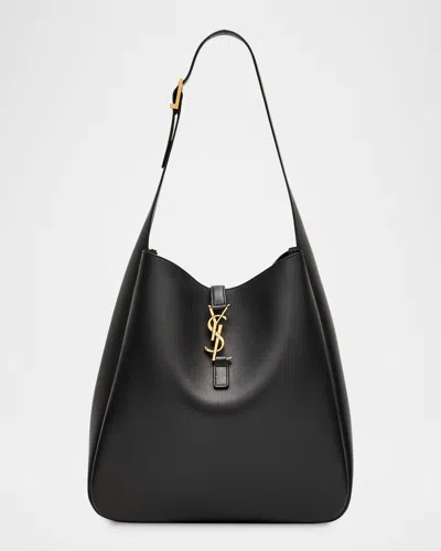 Saint Laurent Le 5 À 7 Large Ysl Shoulder Bag In Grain Leather In Black