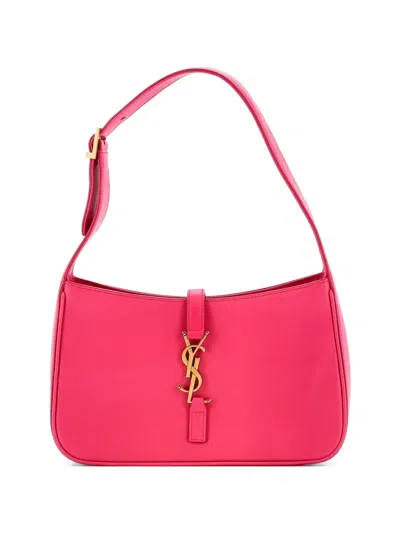 Pre-owned Saint Laurent Le 5 A 7 Leather Small Hobo Bag In Pink