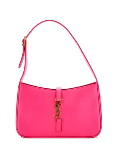 Pre-owned Saint Laurent Le 5 A 7 Leather Small Hobo Bag In Pink