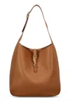 Saint Laurent Le 5 À 7 Logo Plaque Large Shoulder Bag In Brown