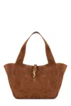 Saint Laurent Bea Caramel Colorued Suede Leather Tote Bag In Brown