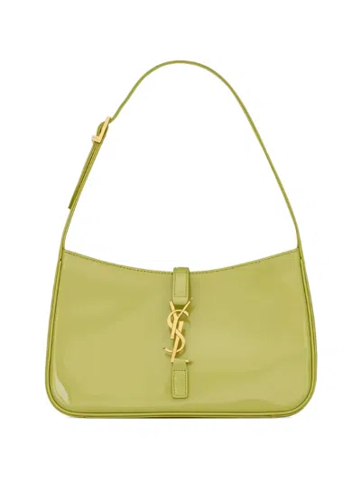 Saint Laurent Le 5 À 7 Logo Plaque Shoulder Bag In Green
