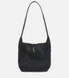 Saint Laurent Le 5 À 7 Medium Raffia Shoulder Bag In Black