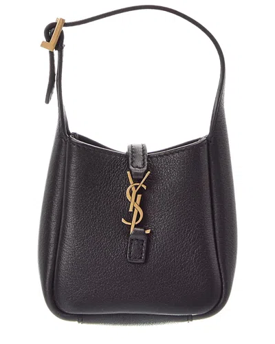 Saint Laurent Le 5 A 7 Micro Leather Hobo Bag In Black