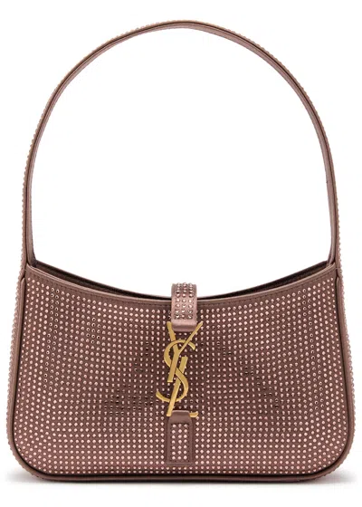 Saint Laurent Le 5 À 7 Mini Crystal-embellished Top Handle Bag In Pink
