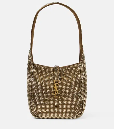 Saint Laurent Le 5 À 7 Mini Embellished Satin Shoulder Bag In Brown