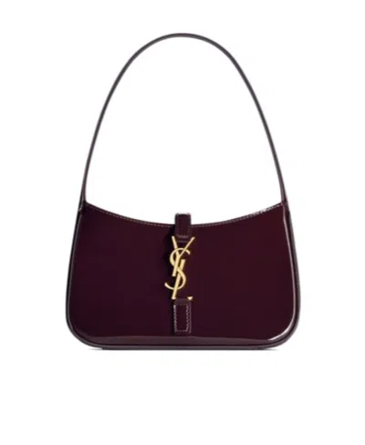 Saint Laurent Le 5 À 7 Mini In Patent Leather In Burgundy