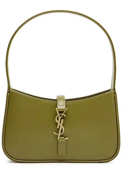 Saint Laurent Le 5 À 7 Mini Leather Shoulder Bag In Green